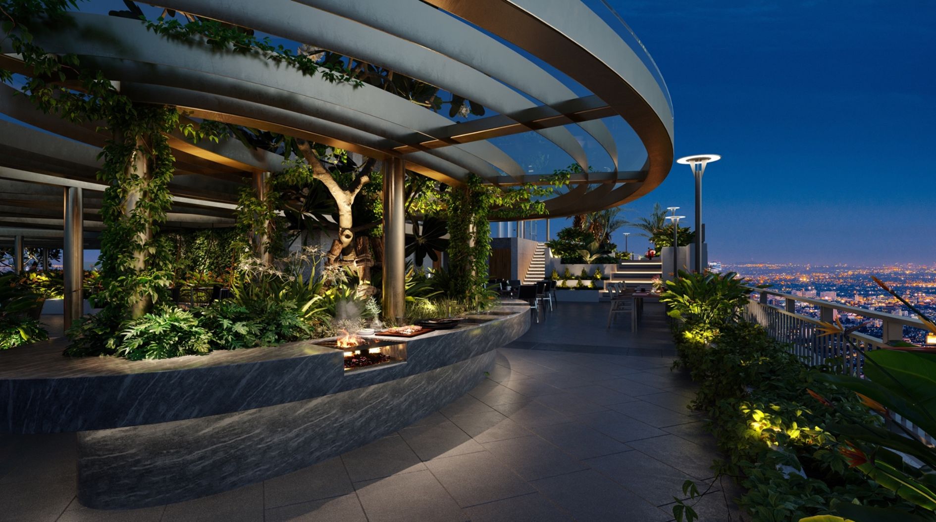 Khu vực quầy bar và lounge sang trọng phục vụ cư dân tại Legacy 66